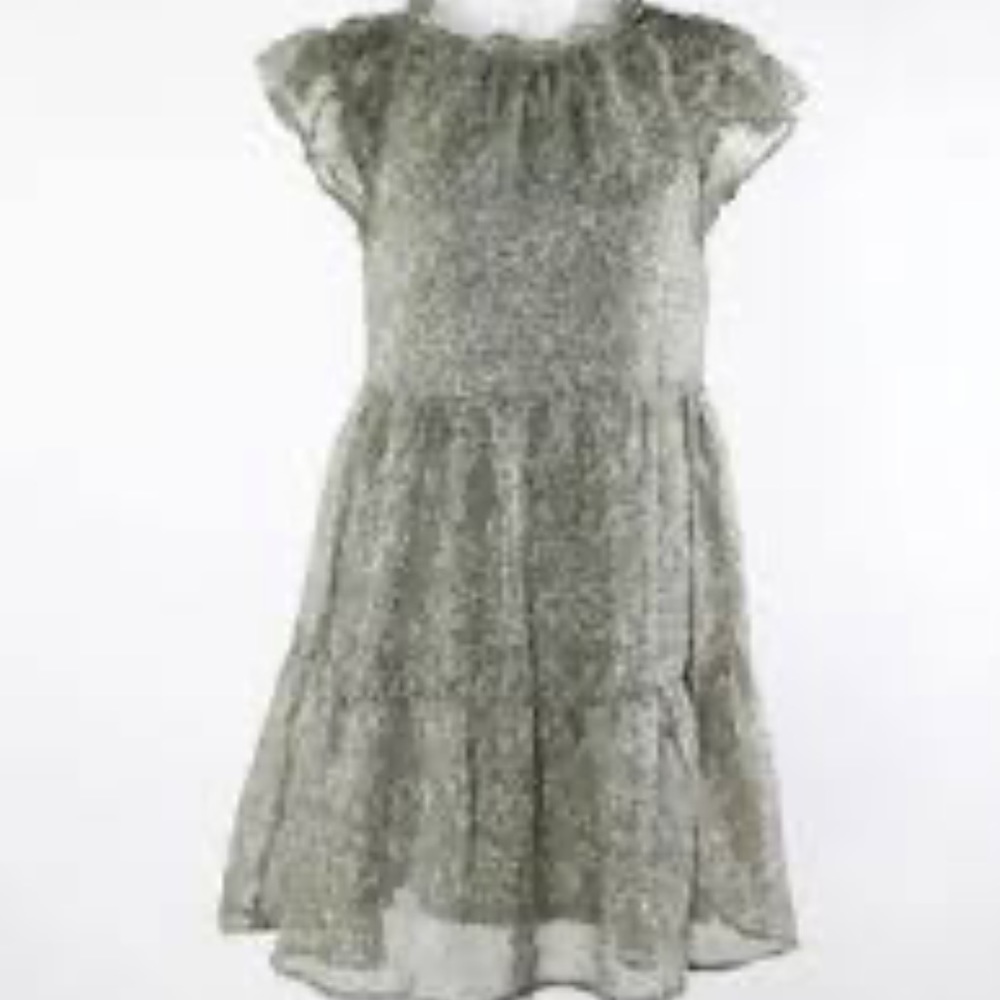 Anthropologie Olive Green Floral Tiered Mini Dress - Picture 3 of 9
